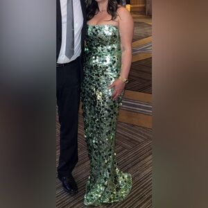 Bronx and Banco Green Sequin Maxi Dress